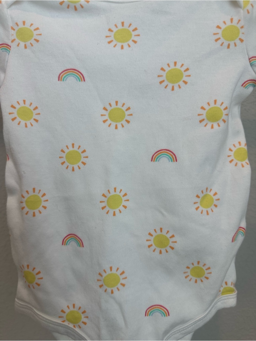 Primary White Baby Bodysuit with Sunshine & Rainbow Print